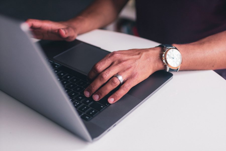 A person using a laptop