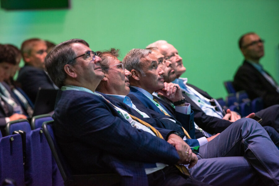 Some of the ISHA Past Presidents watching a presentation at the 2022 Annual Scientific Meeting of ISHA - The Hip Preservation Society in Glasgow, UK