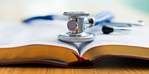 A medical dictionary laying on a table