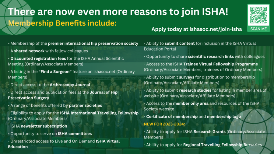 Reasons to join ISHA - The Hip Preservation Society as a member