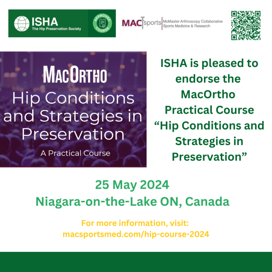 ISHA - The Hip Preservation Society endorses the MacOrtho Practical Course 