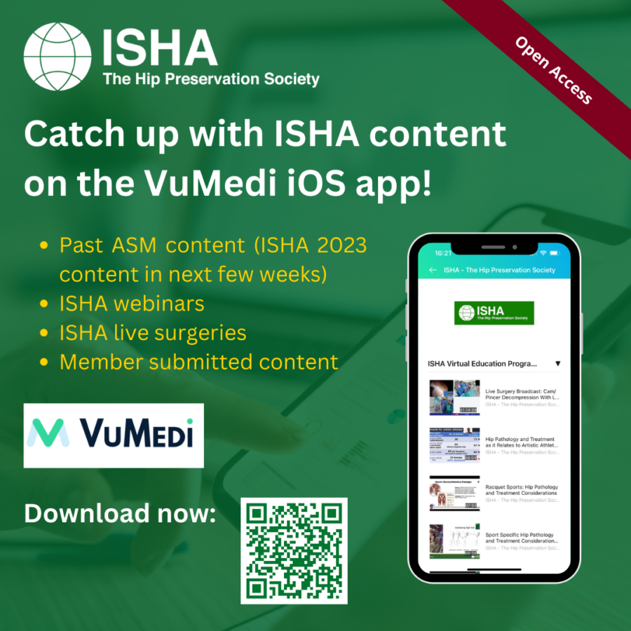 Catch up with virtual learning content from ISHA - The Hip Preservation Society in the new VuMedi iOS app
