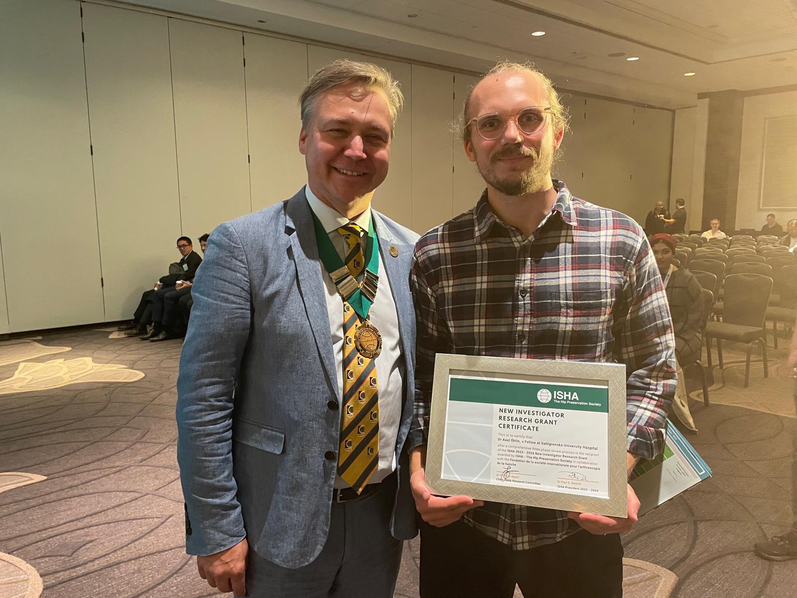 Dr Axel Ohlin receives the ISHA 2024 New Investigator Research Grant