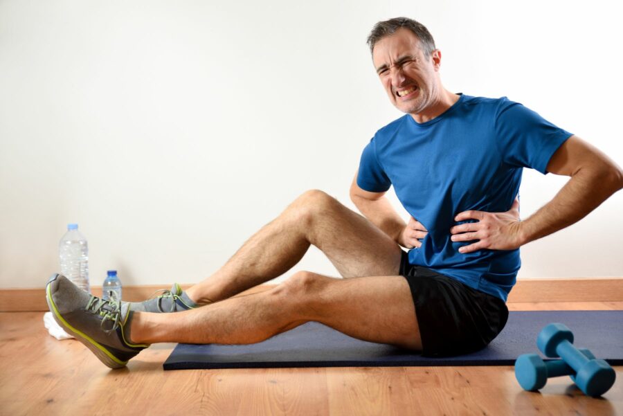 A person experiencing groin pain