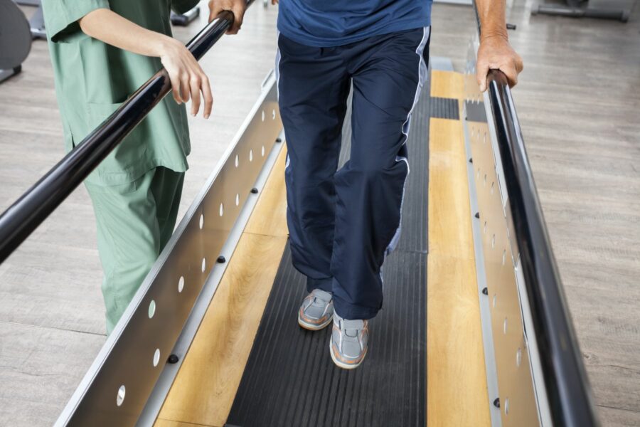 Gait analysis being performed on a patient