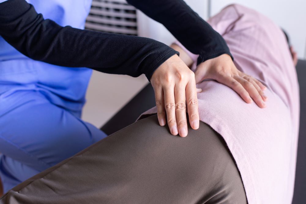 A person receiving hip treatment