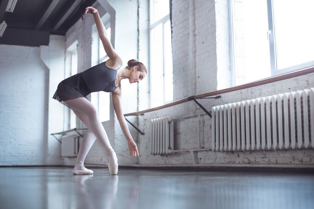 A ballet dancer rehearsing